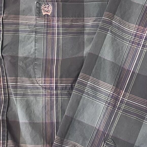 Cinch Plaid Shirt Button Down Mens Brown Medium Western Long Sleeve Cowboy - Picture 3 of 8